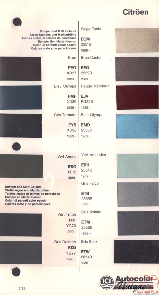 1989 - 1995 Citroen Paint Charts Autocolor 2